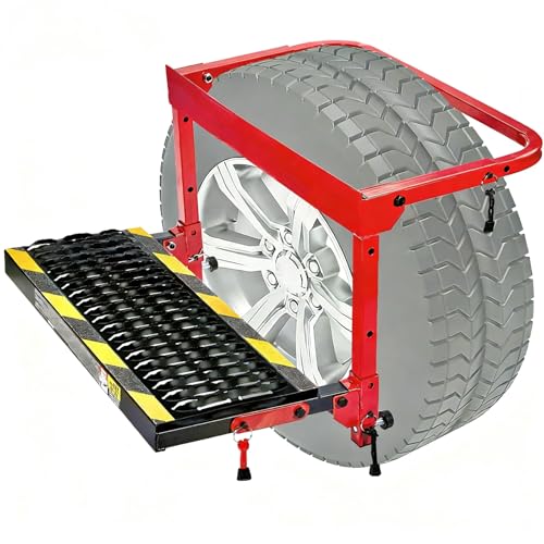Upgraded Tire Step for Truck SUV RV- Heavy Duty 350lbs Capacity Adjustable and Folding Steel Tough Step Non-Slip RV Wheel Step Stool