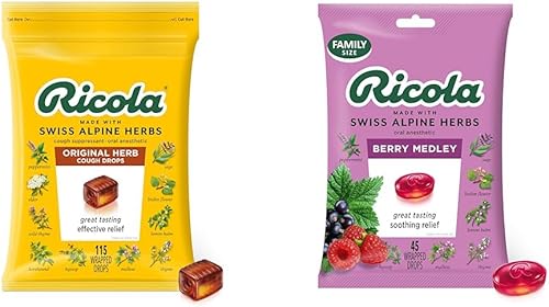 Ricola Paquete original de 115 gotas para la tos de bayas Medley de 45 unidades