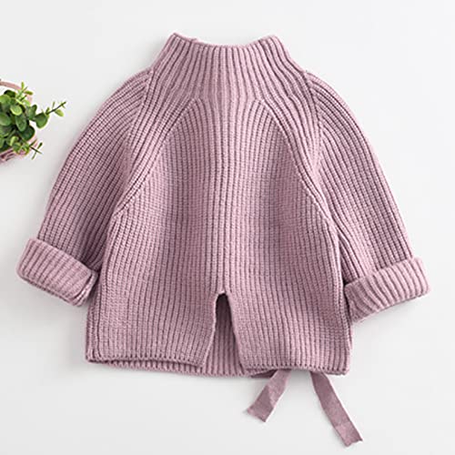 Toddler Baby Girl Knit Sweater Kids Solid Long Sleeve High Neck Pullover Shirts Tops Fall Winter Outwear Clothes (Pink,1-2T) #TOP2