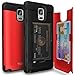 Galaxy Note 4 Case, TORU [Note 4 Wallet Case Red] Protective Slim Fit Dual Layer Hidden Credit Card Holder ID Slot Card Case with Mirror for Samsung Galaxy Note 4 - Red