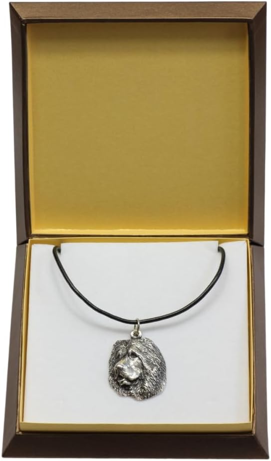 Art-Dog Dog Silver-Plated Pendant on a Leather Strap - Dog Necklace in Elegant Case – Silver Dog Necklaces for Men and Women – Dog Breeds Jewelry – Caucasian Shepherd Dog