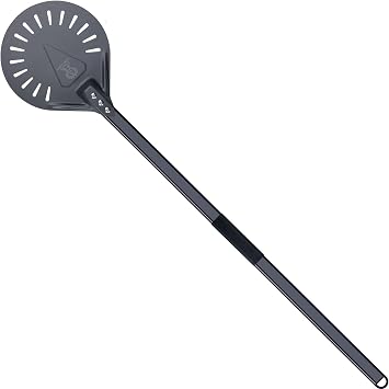 Pizza Turning Peel 9 Inch Pizza Peel Aluminum Pizza Turner Round Perforated Pizza Peel 47 Inch Long with Hook Outdoor Pizza Oven Accessories