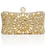 YAPAIOU Sparkly Women's Evening Clutch Purses Rhinestone Bag Luxury Handbags For Weddings Formal Prom Party(Glod)