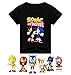 Produktbild SUPFANS Sonic The Hedgehog T-Shirt für Kinder, kurzärmelig, Baumwolle mit Mini-Sonic-Figuren Gr. 7-8 Jahre, Schwarz+Figuren