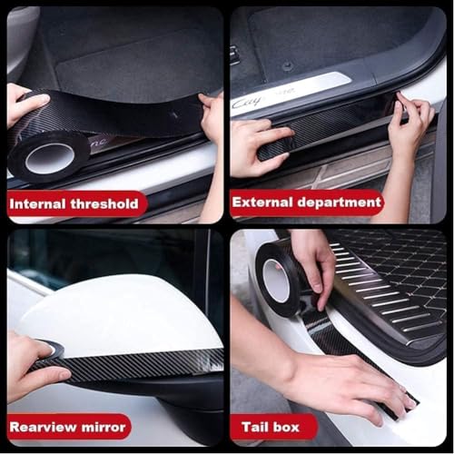 Image of Car Sticker Carbon Fiber Rubber,Entry Guard Protector Strip Car Door Sill Protector,Bumper Door Guard Scuff Plate Protectors Tape Anti-Scratch Step Polyvinyl Chloride (Size 5 Cm X 5 Meter Pack of 1)