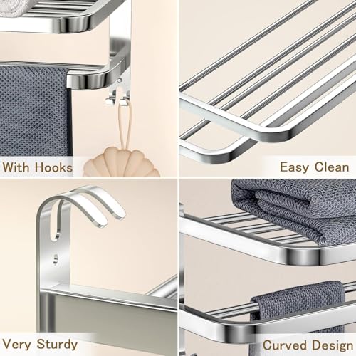 Image of BRANCO Stainless Steel Folding Towel Rack for Bathroom /Towel Stand /Hanger /Bathroom Accessories (24 Inch)