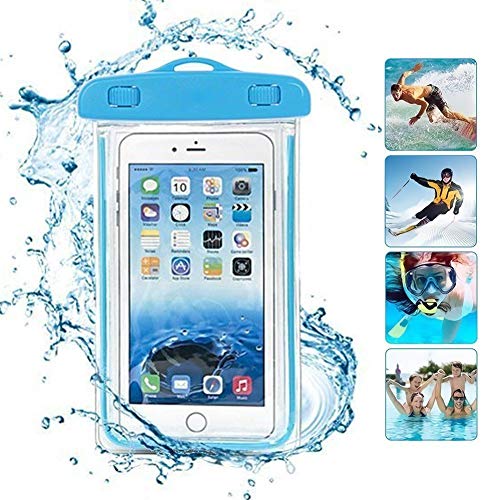 Image of LEAFED Waterproof Mobile Pouch, Underwater Dry Bag Compatible to All Smart Phone Screen Size Upto 6 Inchs Blue