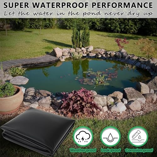 Bâche bassin poissons noire pour jardin aquatique et cascades d'ornement extérieur 4,9x7m