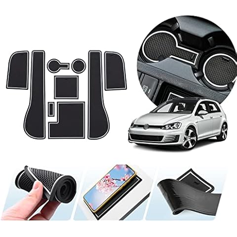 ZCLINKO Compatible with VW Volkswagen Golf Mk7 GTI GTE GTD R 2012-2022 UK Car Mats, Non-Slip Mats for Rubber Mats,Centre Console Armrest,Cup Holder,Door Seam Interior Mats Accessories 9 Pcs (White) Cover