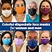 Disposable Face Mask for Adults - 4 Ply Protection, Individually Wrapped 50 Pack, 10 Colors, Breathable Comfortable & Safe