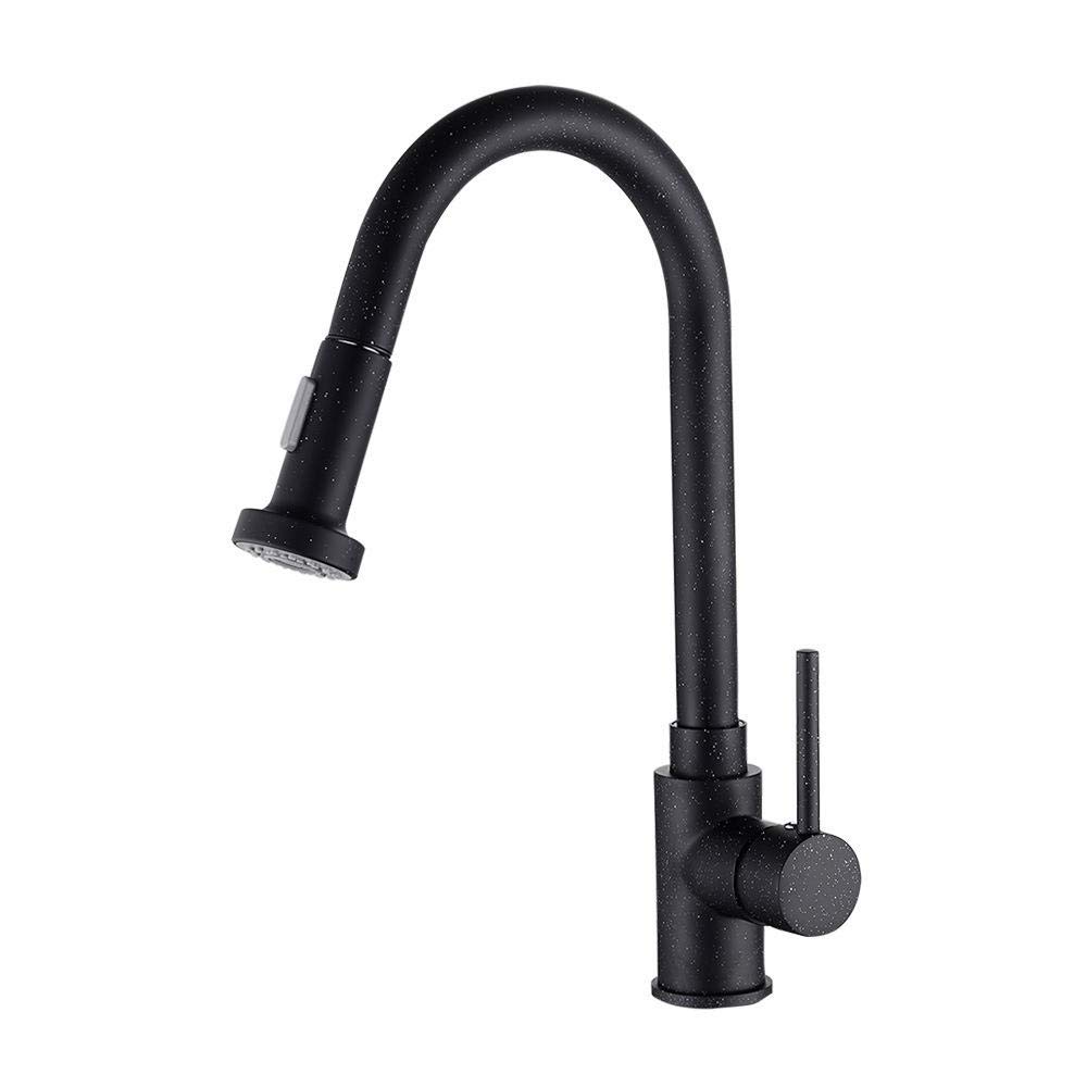 Robinetterie de cuisine en laiton noir et chrome au design haut de gamme avec douchette