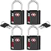 TSA Approved Luggage Locks, Ultra-Secure Dimple Key Travel Locks with Zinc Alloy Body, Black 4 Pack