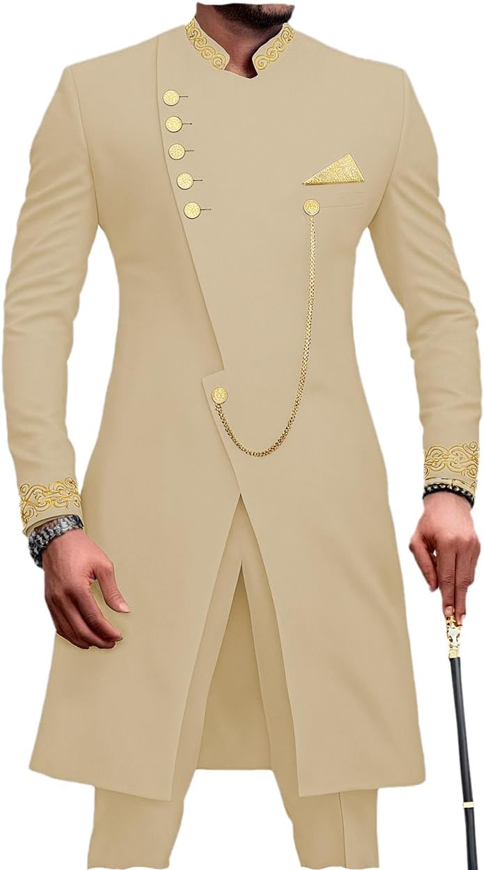 Men African Suit 2 Piece Set Formal Ankara Blazer Slim Fit Jacket and Pants Dashiki Outfits Suit for Wedding