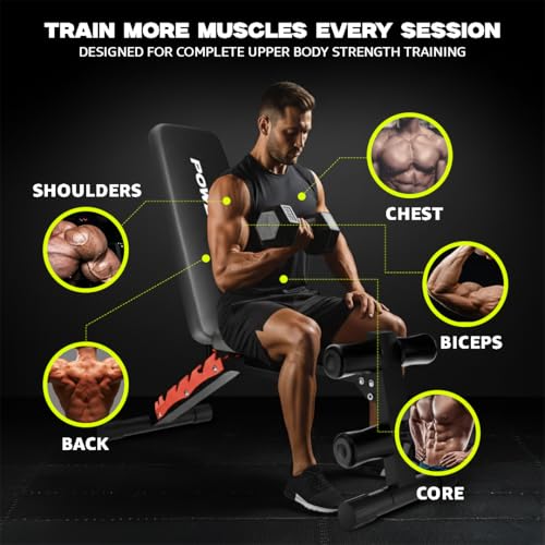 Image of PowerMax Fitness PUB-036D Dumbbell Bench, Heavy-Duty Steel Frame | Max Weight 350 kg | Compact Home Gym Strength Training | Ideal for Dumbbell Press & Full Body Workouts