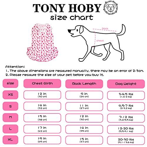 Tony Hoby Adorable Paws Pet Dog Dresses Dog Shirts Cotton For Small Cute Dogs (Pink&White, M) #TOP1