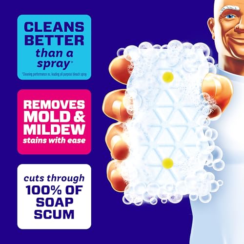 Mr. Clean Magic Eraser Sponge, Bathroom Cleaner, 2 in 1 Soap Scum Shower & Tub Cleaner (Amazon-developed Certification)