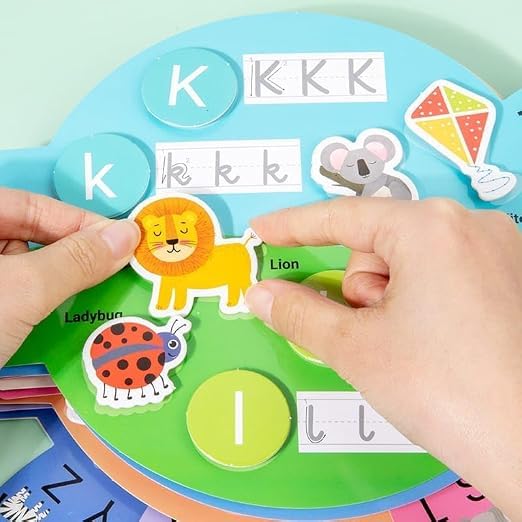 51IB5i7dMsL SHNMN My Alphabet Busy Book for Kids Ages 3+, Montessori Preschool Learning Activity Book, Reusable Hook & Loop Alphabet Cards, ABC Learning Book, ... & Girls (Scratch Note Colorful Scratch Note)