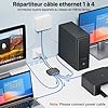 KiWiBiRD Multiprise ethernet rj45, repartiteur Cable ethernet rj45, Switch répartiteur ethernet 4 Port 1000Mbps pour câble Cat 8 7 6 5e 5 Compatible avec routeur PC Ordinateur Mac PS5 PS4 TV Box