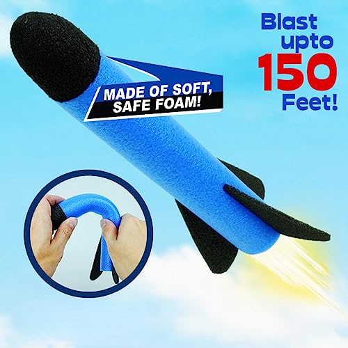 Image of Wembley Jump Rocket Toys for Kids | 3 Foam Tipped Rockets with Whistling Sound | Stomp Launcher Outdoor Toy Set | Flying Toys for Kids | Flies Upto 150Ft Non-Toxic, No Battery, Multicolor