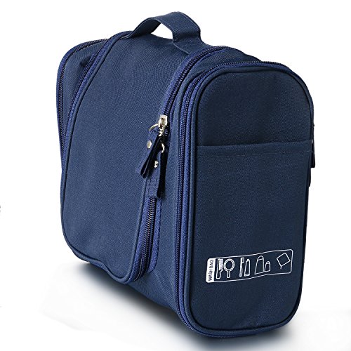 Preisvergleich Produktbild Kulturbeutel zum Aufhängen Frauen Mann Kosmetiktasche Kulturtasche Groß Waschtasche Beauty Case Toilettenartikel Reise mit Vielen Fächern, Blau