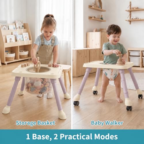 Image of 9-in-1 Convertible Baby High Chair for 6 Months to 8 Years, Grow-with-Me Highchair for Toddlers and Infants with 5-Point Safety Harness, Lockable Wheels, Adjustable Removable Tray, BPA-Free (Pink)