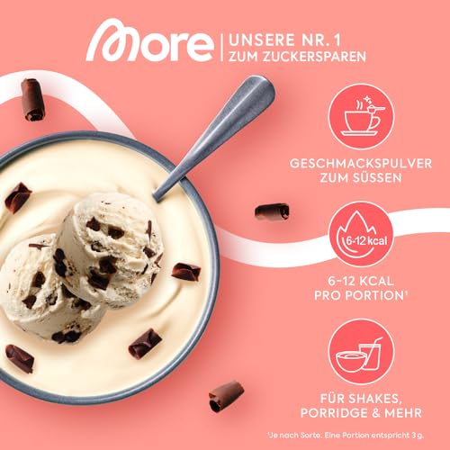 MORE Chunky Flavour, Stracciatella, 150 g, vegan, Geschmackspulver zum Süßen, ohne viel Zucker und Kalorien, mit Inulin und Laktase - made in Germany