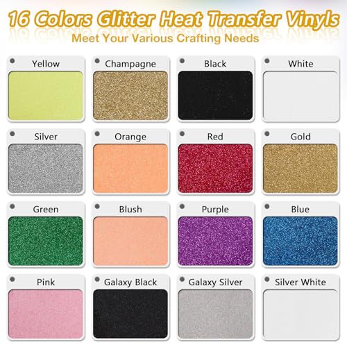 TORC Rolos HTV de vinil de transferência de calor verde com glitter verde HTV, 30,5 cm x 3,6 m de fe