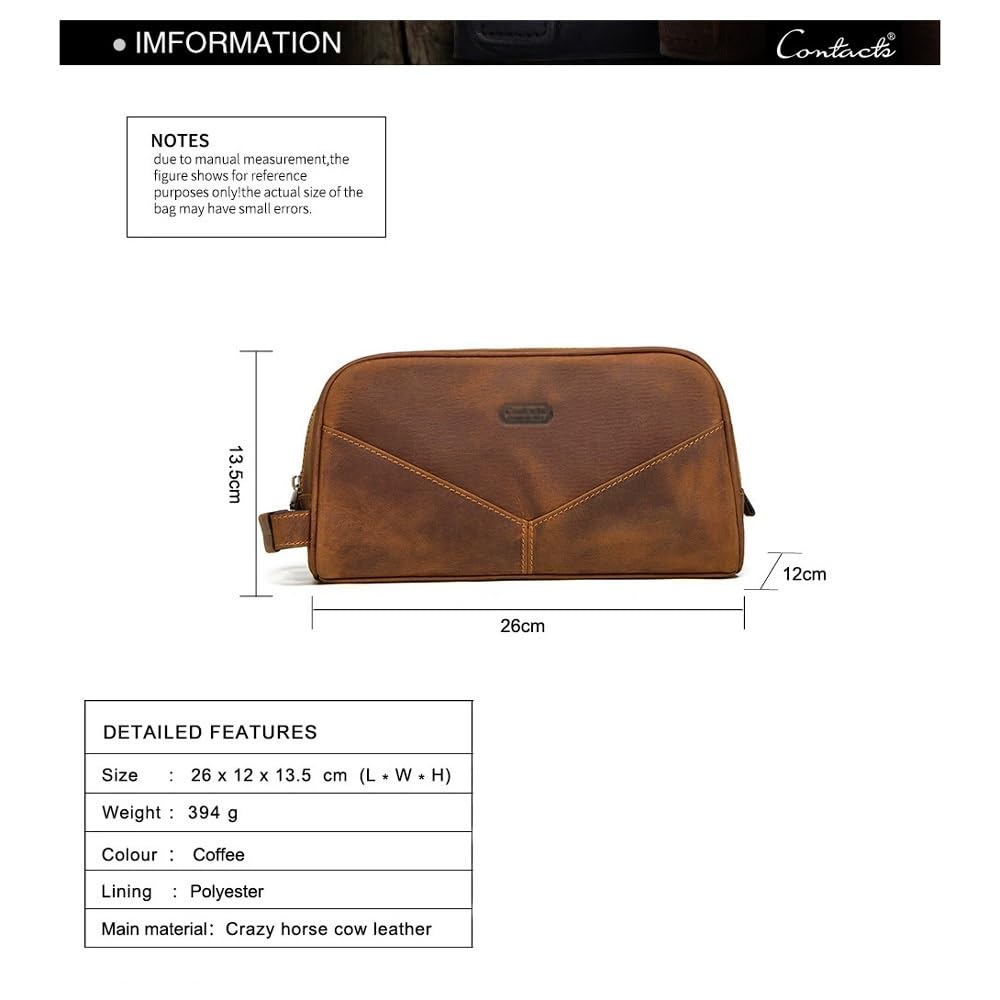 Leder-Rasiertasche für Herren, Leder-Kulturbeutel, Leder-Kulturbeutel für Herren, Kulturbeutel, Reise-Kulturbeutel, Hygiene- und Pflegeset, C, 26*12*13.5cm