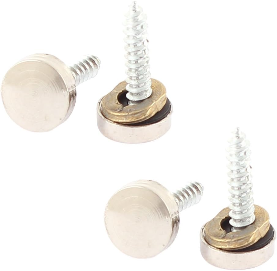 Metal Round Quality Parts Screw Cap Mirror Nails Mounting Parts 14mm Dia Silver Tone 4pcs Model:86as412qo632