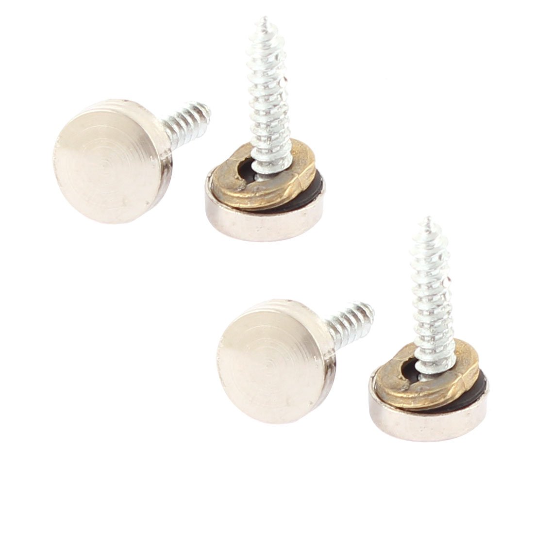 Aexit Metal Round Quality Parts Screw Cap Mirror Nails Mounting Parts 14mm Dia Silver Tone 4pcs Model:86as412qo632