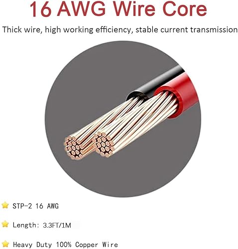 Miniatura 3 de Encendedor de cigarrillos, adaptador de enchufe macho, cable inversor, cable de alimentación de 12 V/24 V, 3 pies, 16 AWG con luz LED para inversor
