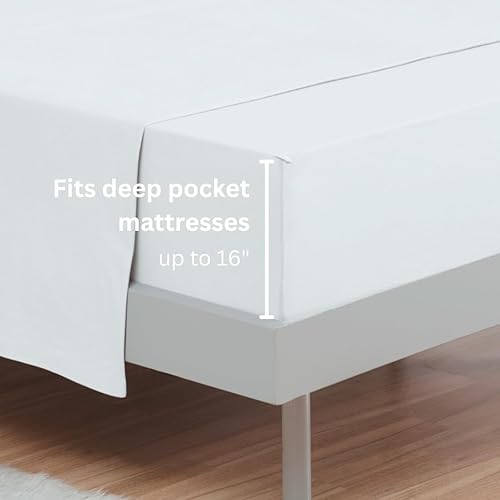 Miniatura 5 de Juego de sábanas 100% algodón con bolsillo profundo, tejido de camiseta, extra suave, fácil ajuste, juego de 3 piezas con funda de almohada, para