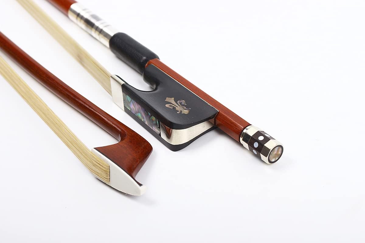 Yinfente 4/4 Cello Bow Bows Brazilwood Natural Mongolian Bow Hair Ebony Frog Straight Advance Bows (4/4)