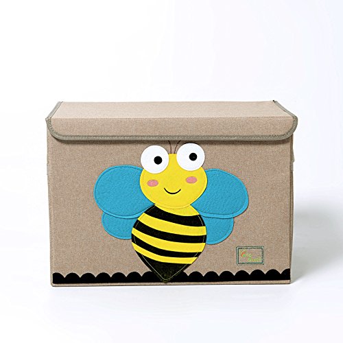 ZNXJJ New 3D Embroidery Children Cartoon Toys Storage Box Folding Linen Storage Box Kid Clothes Organizers Extra Large Size,XXL,bee
