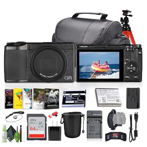 Ricoh GR III RpNg|[^ufW^J(15039) + 64GB [J[h + ʐ^\tgEFA + LEDCg + JobO + tLVuOr + Li 90B obe[ + O[d + ̑