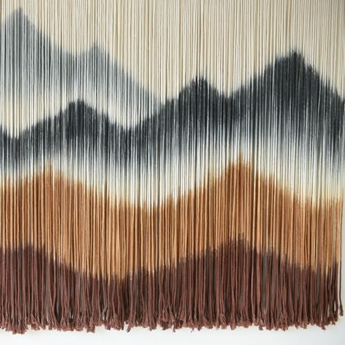 Image of IOWER Macrame Wall Hanging Mountain Wall Art Dip-Dyed Macrame Wall Decor Modern Wall Decor Fiber Wall Art Craftsmanship 57 inch Wx35 L