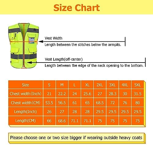 TCCFCCT High Visibility Vest 9 Pockets Reflective Safety Work Vest for Men Women, Hi Vis Construction Vest with Reflective Strips, Meets ANSI/ISEA Standards, (CA-Yellow Large) - 4