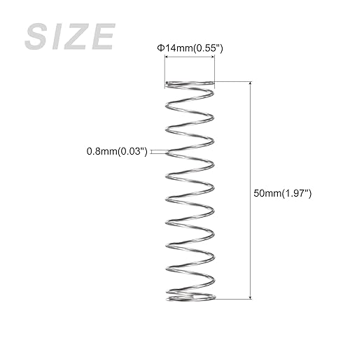Miniatura 158 de METALLIXITY Resortes de compresión (0.031 x 0.315 in de diámetro exterior, 1.969 in de longitud libre) 20 unidades, resorte de extensión de acero