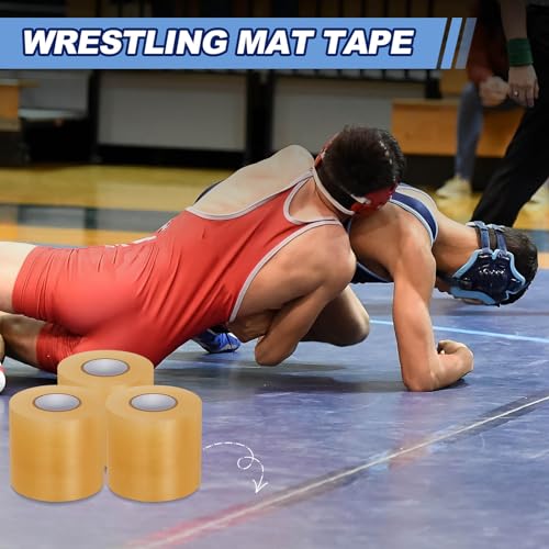 Image of Pangda 24 Pack Wrestling Mat Tape 3 or 4 Inch Heavy Duty 7 Mil PVC | Carpet Tape for Wrestling Grappling Exercise, Mats Seaming Cover Gym Floor Carpet Seam, Secure Gym Floor Mat Seams