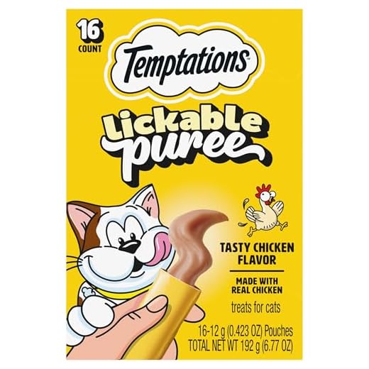 Temptations Creamy Puree Squeezable Lickable Cat Treats, Wet Cat Treats with Chicken, 0.42 oz. Tubes, 16 Count