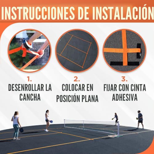 Kit de líneas de pickleball portátiles y marcador de pista con dimensiones oficiales 6