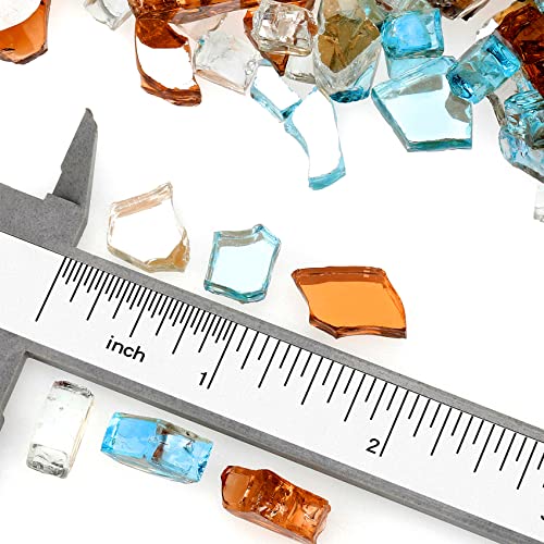 Onlyfire 10 Pounds Blended Reflective Fire Glass For Fire Pit Fireplace And Landscaping, 1/2 Inch Mixed Colored High Luster Fireglass Rocks For Outdoor And Indoor Use - Aqua Blue+Platinum+Copper #TOP1