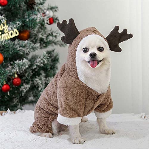 Xufun Comfotable Fleece Deer Puppy Teddy Christmas Cat Dog Jumpsuits Coat Costume Pet Clothes(L,Red) #TOP4