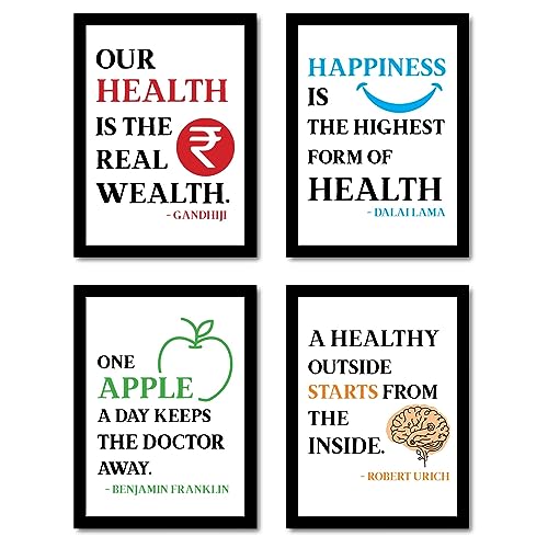 Image of JABSY Doctor Hospital Health Facts Medical Physiotherapy Dentist Wall Decor Poster Framed Gift (A4 Size - Set of 4 Frame) (Hospital A4)