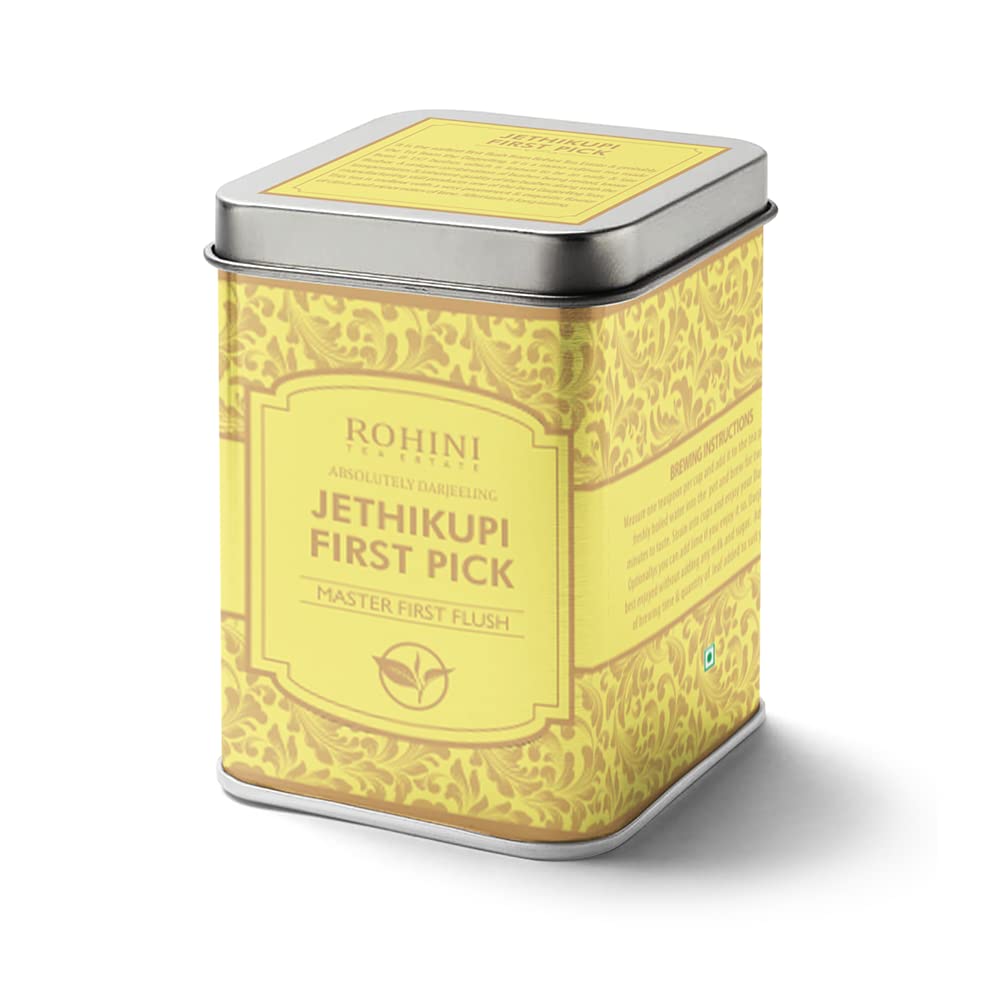 Gopaldhara Darjeeling Tea Jethikupi First Flush 25g Tin Can - (Master Series) FTGFOP1 Rare & Exotic Mono Cultivar Premium First Flush Spring Whole Leaf Tea from 157 Clone (B08FM1BJ5J) Amazon Price History, Amazon Price Tracker