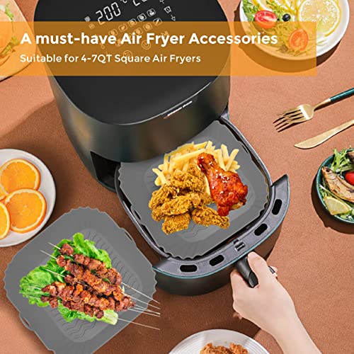 Image of Silicone Air Fryer Liners, 8'' Square 4 to 7 QT Reusable Heat Resistant Food Grade Airfryer Silicone Liners Inserts Baskets Bowl Accessories for COSORI Instant Vortex CHEFMAN Air Fryer Oven Microwave