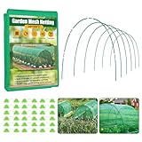 Garden Mesh Netting Kit for Raised Beds, 10x30FT Green Garden Netting ＆6 Sets Fiberglass Garden Hoops, Row Cover Garden Netting Pest Barrier Plant Protection for Vegetable Flowers Fruits