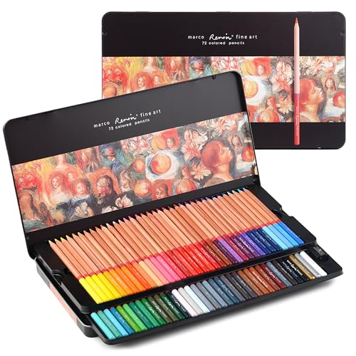 MARCO Matite colorate per adulti da colorare – Matite in legno, ideali per studenti d'arte e professionisti, regalo in scatola di ferro – 3100 mine spesse a gesso per olio, 72 colori MARCO Matite colorate per adulti da colorare – Matite in legno, ideali per studenti d'arte e professionisti, regalo in scatola di ferro – 3100 mine spesse a gesso per olio, 72 colori