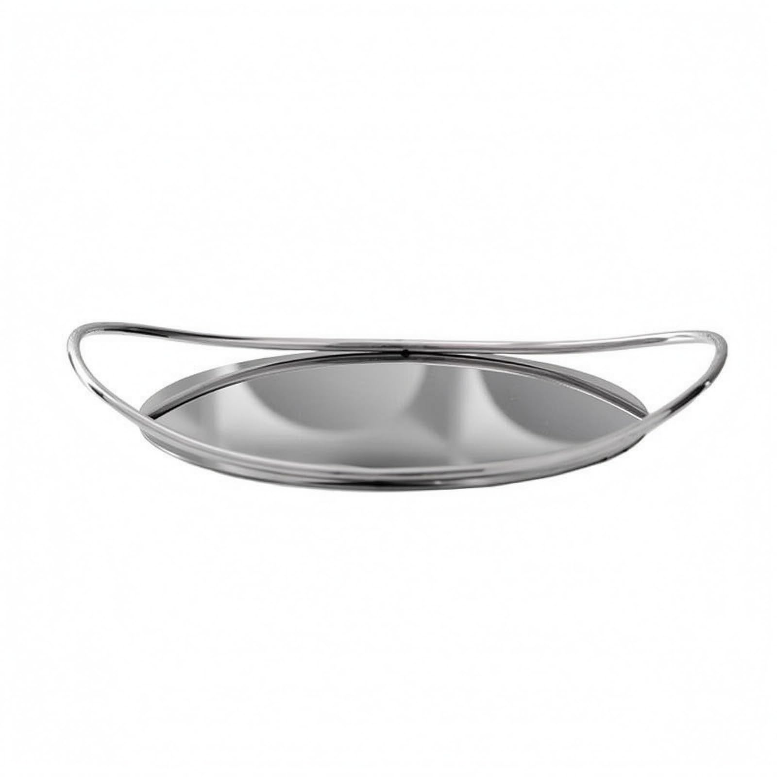 Bandeja de Acero Inoxidable Redonda Bandeja de Servicio Bandeja con Asas Bandeja Metálica con Superficie Plana y Pulida, Bandeja De Acero Inoxidable con Base Redonda Y Asa De Doble Arco