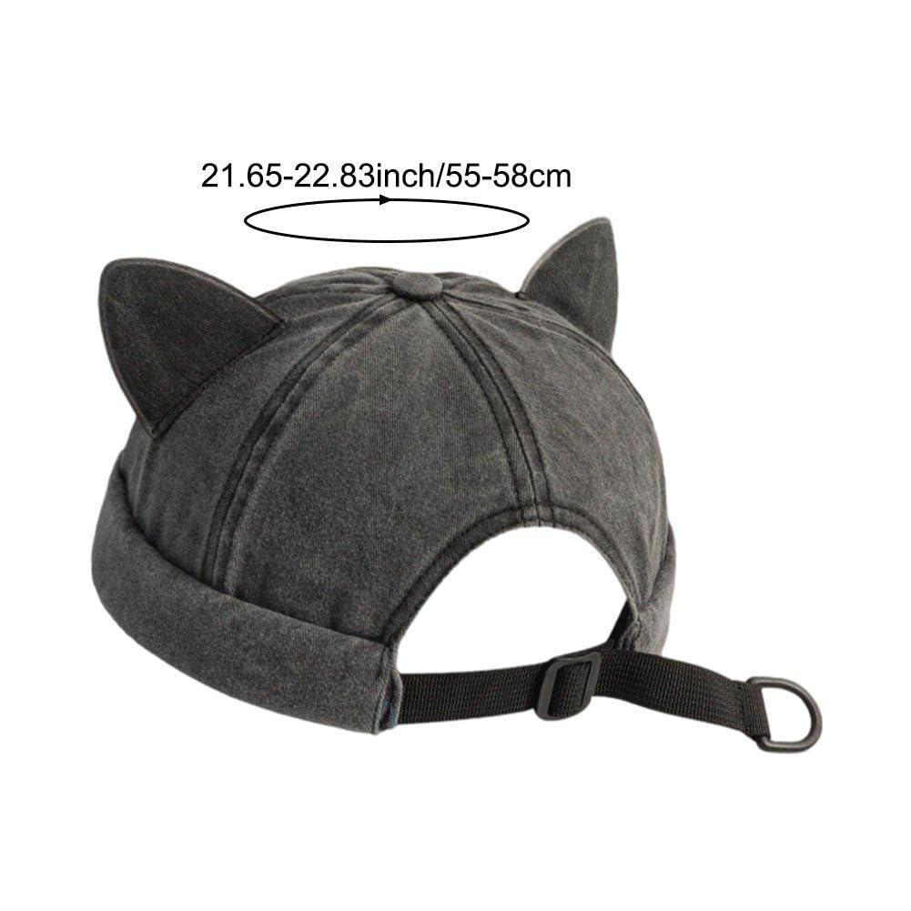 Cappello Marinaio con Orecchie di Gatto, Berretto Marinaio Senza Tesa, Berretto retrò con Polsini Arrotolati